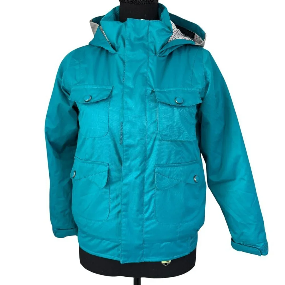 Girls BURTON Dryride MD Teal Ski Snowboard Hooded Jacket Small